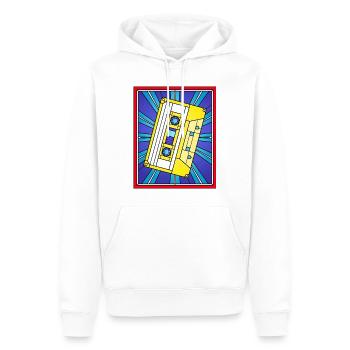 Illustration de cassette en vitrail - Sweat à capuche Premium bio Homme - blanc - Devant - Nico (187cm)