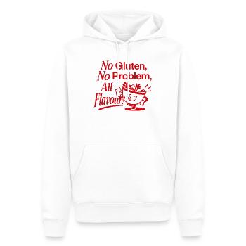 Pas de gluten, pas de problème, farine bizarre - Sweat à capuche Premium bio Homme - blanc - Devant - Nico (187cm)