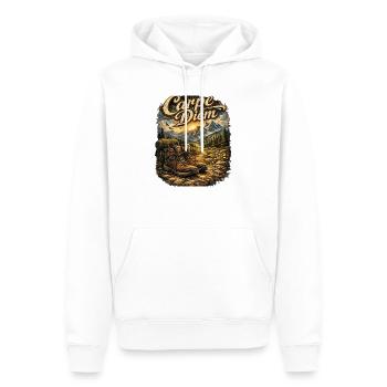 Carpe Diem Bergwanderer - Männer Premium Bio Hoodie - Weiß - Vorne - Nico (187cm)