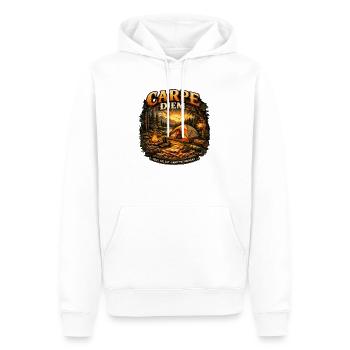 Coucher de soleil sur le feu de camp de Carpe Diem - Sweat à capuche Premium bio Homme - blanc - Devant - Nico (187cm)