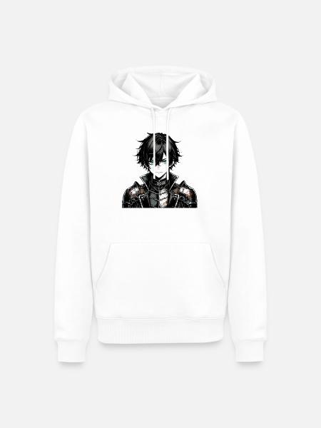 Kampfkrieger im Manga-Stil - Männer Premium Bio Hoodie - Weiß