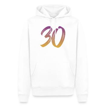 30 - Männer Premium Bio Hoodie - Weiß - Vorne - Nico (187cm)