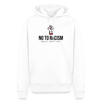 Nein zu Rassismus! *Gehetzte Faust* - Männer Premium Bio Hoodie - Weiß - Vorne - Nico (187cm)