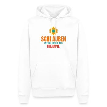 Schrauben ist billiger als Therapie - Männer Premium Bio Hoodie - Weiß - Vorne - Nico (187cm)