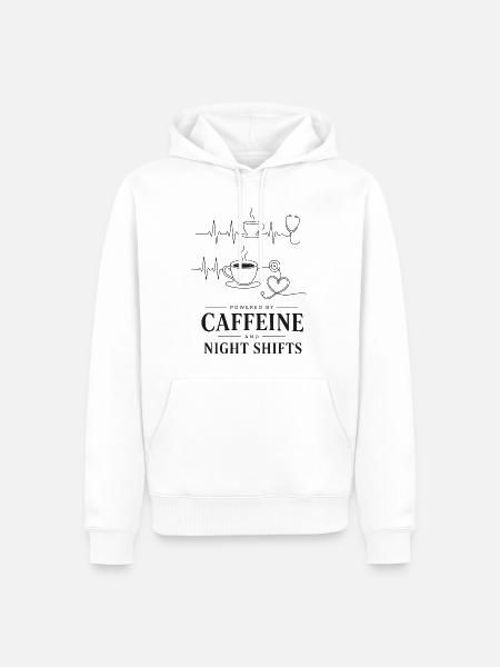 Kaffee Herz Nacht Schicht - Männer Premium Bio Hoodie - Weiß
