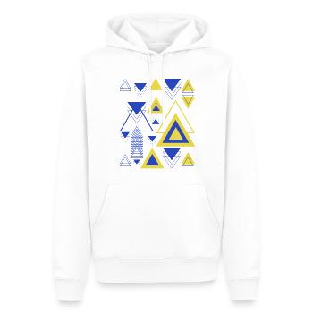 Triangles Géométrie Minimaliste Bleu Jaune - Sweat à capuche Premium bio Homme - blanc - Devant - Nico (187cm)