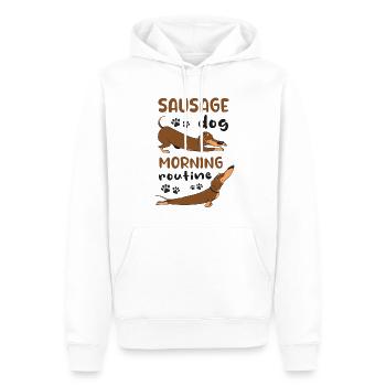 Sausage Dog morning routine funny gift - Men’s Premium Organic Hoodie - white - Front - Nico (187cm)