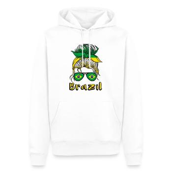 Brasilien Mädchen Fußball 2022 Brasilianische Flagge - Männer Premium Bio Hoodie - Weiß - Vorne - Nico (187cm)