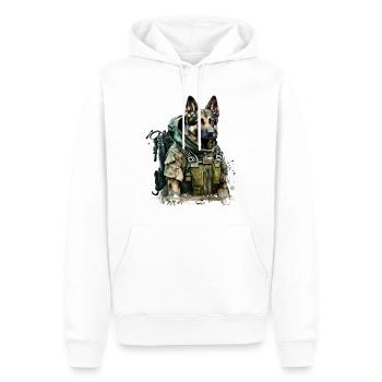 German Shepherd as a soldier - Men’s Premium Organic Hoodie - white - Front - Nico (187cm)