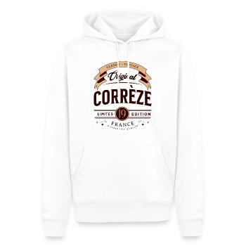 Vintage Corrèze Département France - Sweat à capuche Premium bio Homme - blanc - Devant - Nico (187cm)