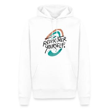 Rediscover Yourself Motivational Art - Männer Premium Bio Hoodie - Weiß - Vorne - Nico (187cm)