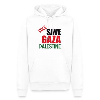 Free Palestine Gaza Save Gaza Streifen - Männer Premium Bio Hoodie - Weiß - Vorne - Nico (187cm)