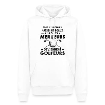 les meilleurs deviennent golfeurs / humour golf - Sweat à capuche Premium bio Homme - blanc - Devant - Nico (187cm)