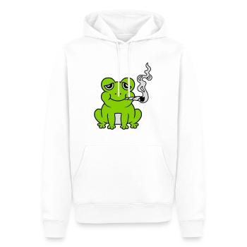 Bekiffter Weed Joint Frosch - Männer Premium Bio Hoodie - Weiß - Vorne - Nico (187cm)