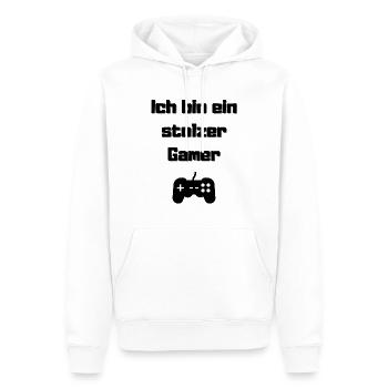 Ich bin ein Gamer - Männer Premium Bio Hoodie - Weiß - Vorne - Nico (187cm)
