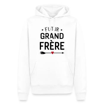 futur grand frère cadeau naissance grandfrère - Sweat à capuche Premium bio Homme - blanc - Devant - Nico (187cm)
