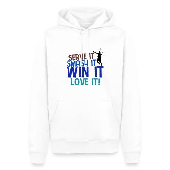 Badminton - Männer Premium Bio Hoodie - Weiß - Vorne - Nico (187cm)