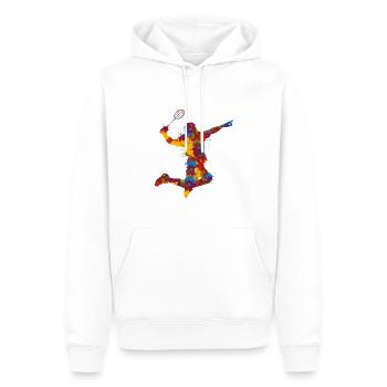 Badminton - Männer Premium Bio Hoodie - Weiß - Vorne - Nico (187cm)