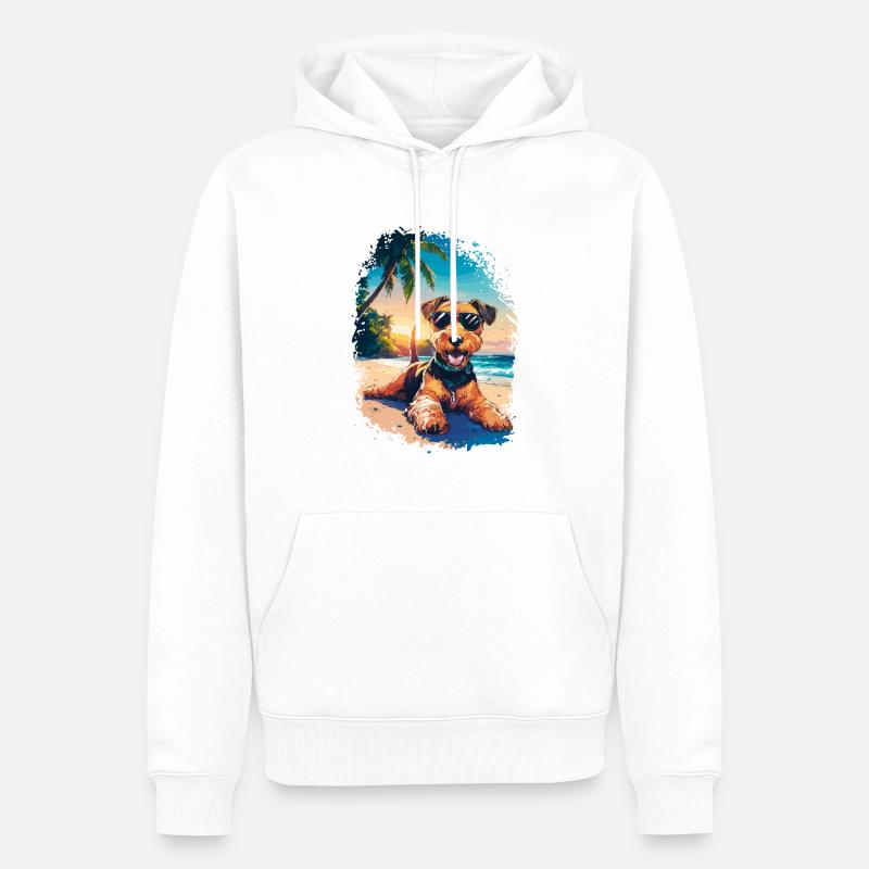 Airedale Terrier - Sweat à capuche Premium bio Homme - blanc