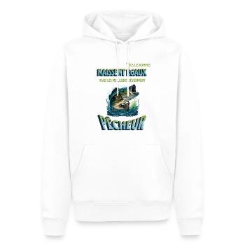 Cadeau pour pêcheur.Tous les hommes naissent égaux - Sweat à capuche Premium bio Homme - blanc - Devant - Nico (187cm)