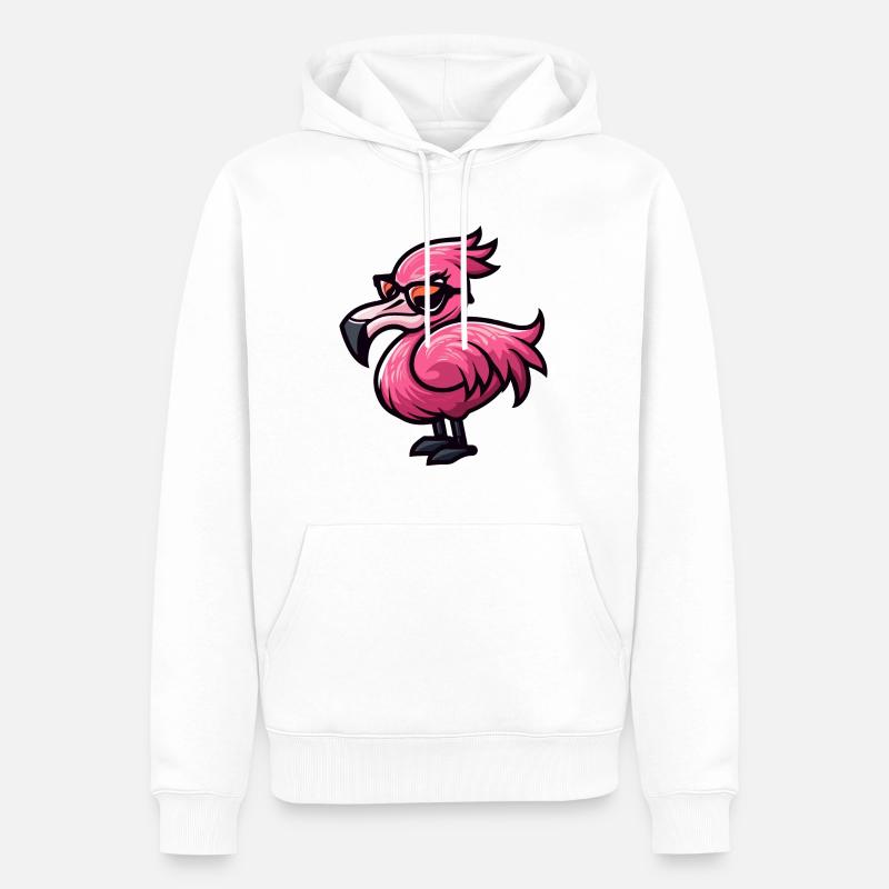 Flamingo Comic Cool - Männer Premium Bio Hoodie - Weiß
