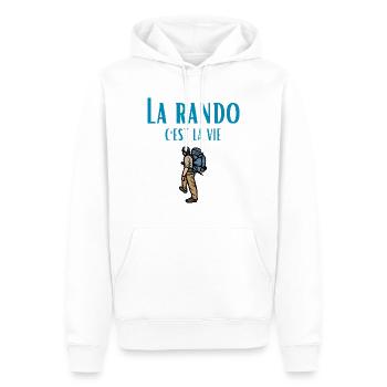 Wandern ist Leben. Humor, Leidenschaft, Wandern - Männer Premium Bio Hoodie - Weiß - Vorne - Nico (187cm)
