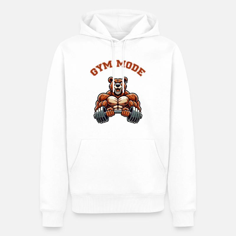 Bear Bodybuilder Bande dessinée - Sweat à capuche Premium bio Homme - blanc