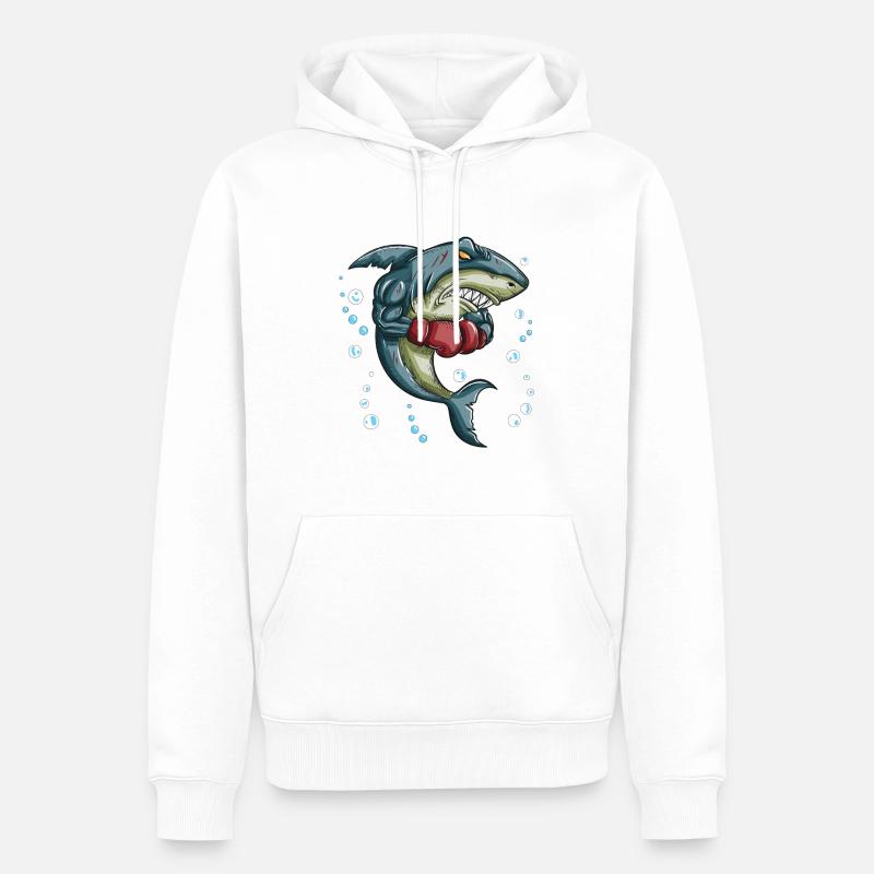 Shark Tiger Shark Boxing Gant Boxe Entraîneur Boxe - Sweat à capuche Premium bio Homme - blanc