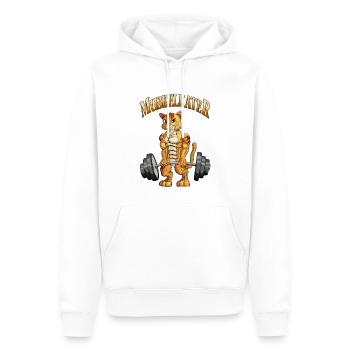 Kater trainiert Gewichtheben Muskelkater Lustig - Männer Premium Bio Hoodie - Weiß - Vorne - Nico (187cm)