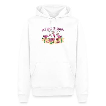 Flamingo Alkohol Bier Es eskalier eh Schnaps - Männer Premium Bio Hoodie - Weiß - Vorne - Nico (187cm)
