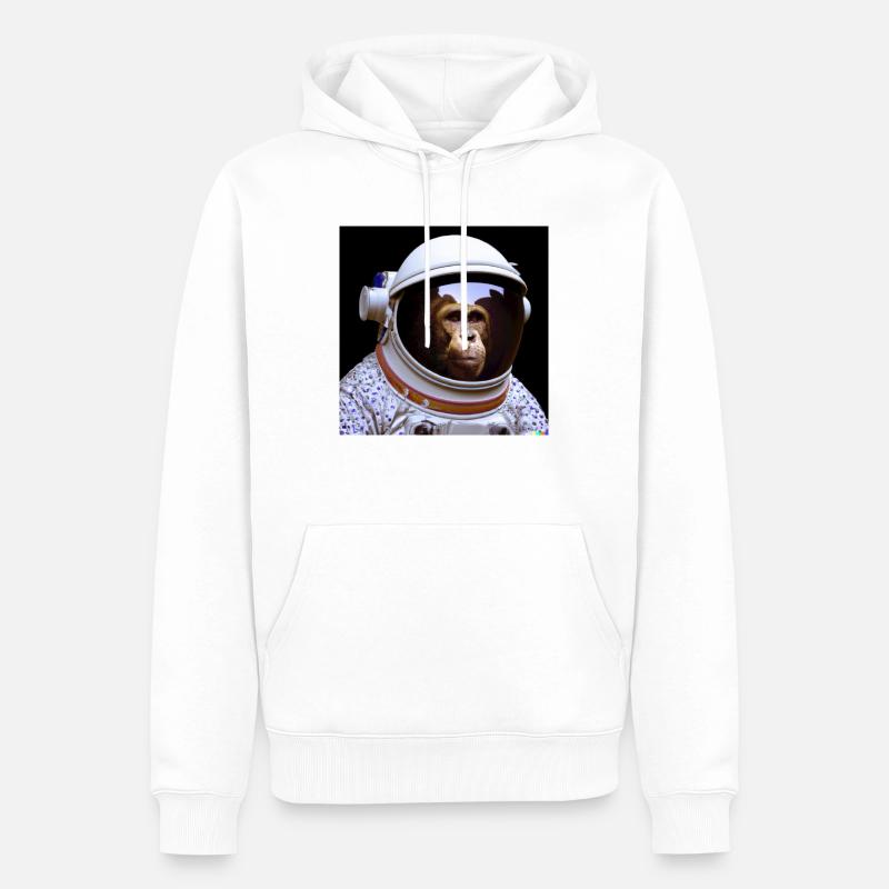 Affe Astronaut - Männer Premium Bio Hoodie - Weiß