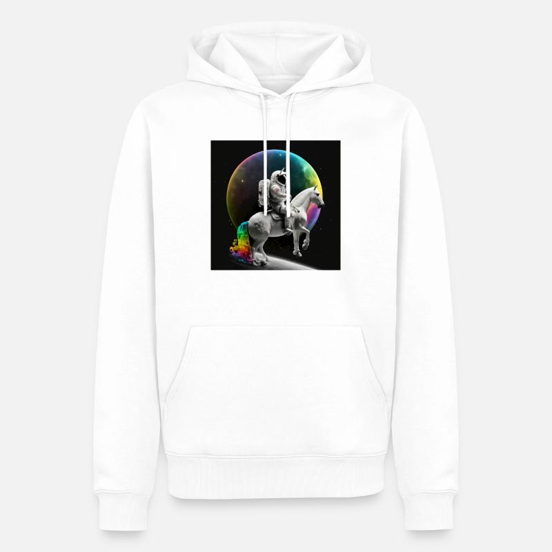 Astronaute à cheval dans l’espace - Sweat à capuche Premium bio Homme - blanc