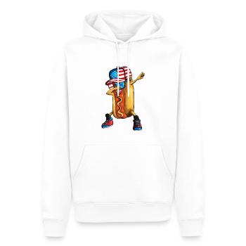 Drôle de hot-dog dabbing restauration rapide cuisine - Sweat à capuche Premium bio Homme - blanc - Devant - Nico (187cm)