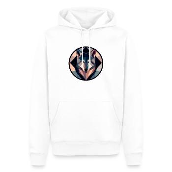 Geometrisch. Wolf auf buntem Hintergrund - Männer Premium Bio Hoodie - Weiß - Vorne - Nico (187cm)