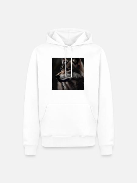 Wolf - Männer Premium Bio Hoodie - Weiß