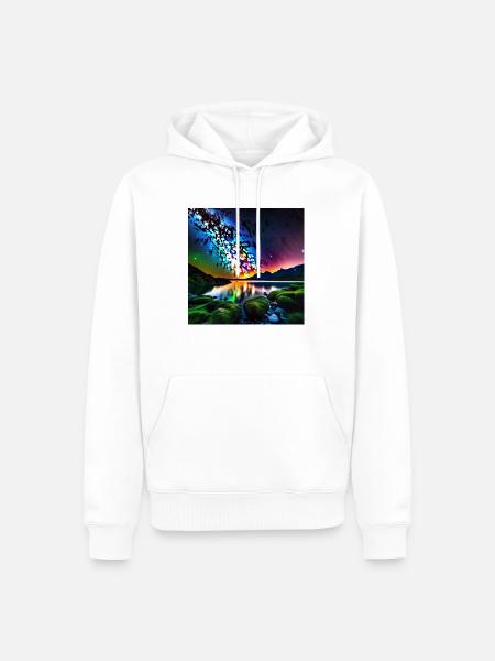 psychedelisches trippy Milchstraßen-Design - Männer Premium Bio Hoodie - Weiß