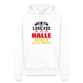 Stadt Halle Deutschland Legende Spruch - Männer Premium Bio Hoodie - Weiß - Vorne - Nico (187cm)