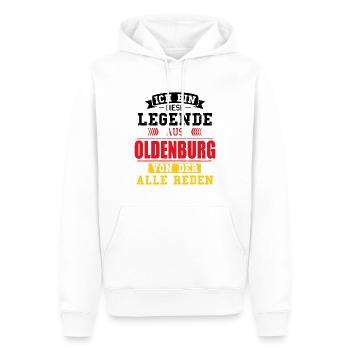 Stadt Oldenburg Deutschland Legende Spruch - Männer Premium Bio Hoodie - Weiß - Vorne - Nico (187cm)