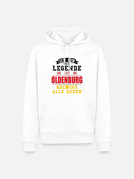 Stadt Oldenburg Deutschland Legende Spruch - Männer Premium Bio Hoodie - Weiß