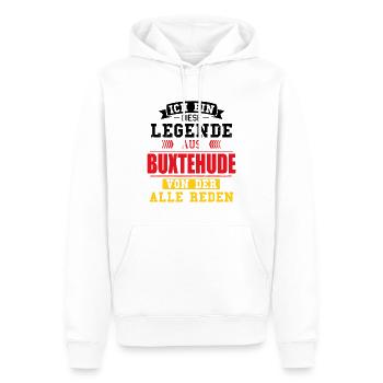 Stadt Buxtehude Deutschland Legende Spruch - Männer Premium Bio Hoodie - Weiß - Vorne - Nico (187cm)