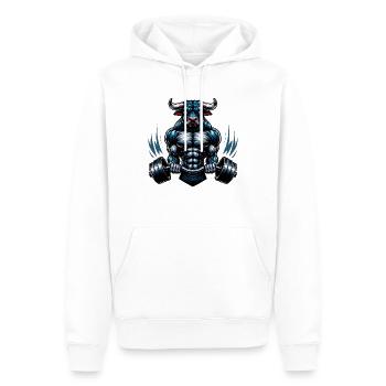Strong Bull - Männer Premium Bio Hoodie - Weiß - Vorne - Nico (187cm)