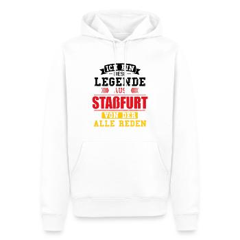 Stadt Staßfurt Deutschland Legende Spruch - Männer Premium Bio Hoodie - Weiß - Vorne - Nico (187cm)