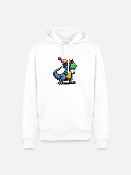 Party Dino - Männer Premium Bio Hoodie - Weiß