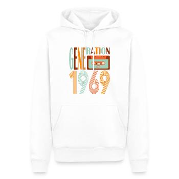 Generation 1969 - Männer Premium Bio Hoodie - Weiß - Vorne - Nico (187cm)
