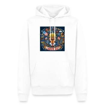 LaborDay - Männer Premium Bio Hoodie - Weiß - Vorne - Nico (187cm)