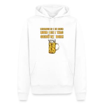 Morgens Ein Bier - Lustiger Bier Spruch - Männer Premium Bio Hoodie - Weiß - Vorne - Nico (187cm)