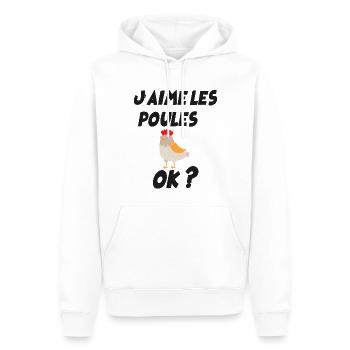 Mes Poules Ma Passion Idée Cadeau Ferme - Sweat à capuche Premium bio Homme - blanc - Devant - Nico (187cm)