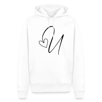 Buchstabe U Buchstabe-U Kalligrafie - Männer Premium Bio Hoodie - Weiß - Vorne - Nico (187cm)