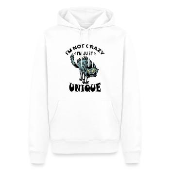 Ich bin nicht verrückt, ich bin nur einzigartig - Männer Premium Bio Hoodie - Weiß - Vorne - Nico (187cm)