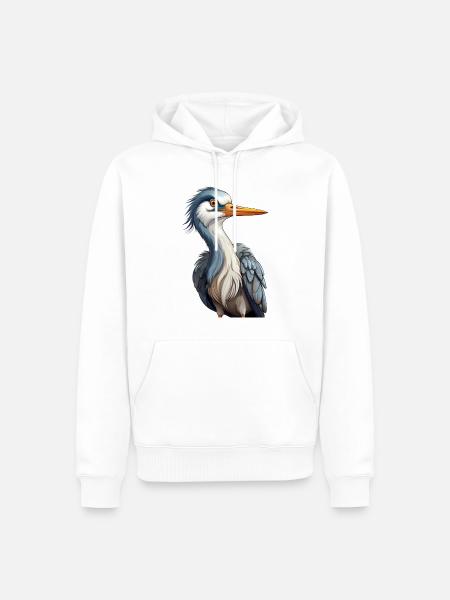 Graureiher oder Fischreiher - Männer Premium Bio Hoodie - Weiß